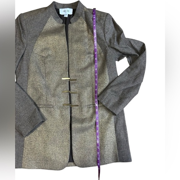 Per Se by Carlisle Gold and Brown Blazer Size 10 Herringbone Pattern - Picture 6 of 9
